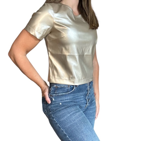 Tops - Porridge Collin Faux-Leather Short-Sleeve Top